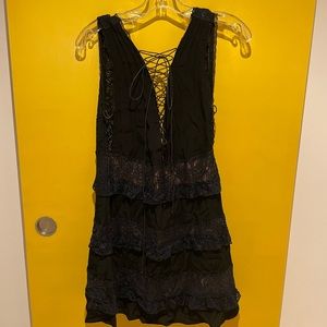 For love and lemons black lace up mini dress